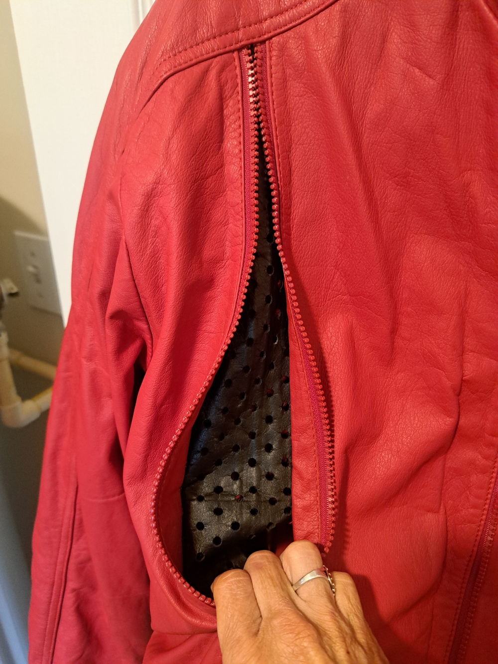 Red Leather Zip-Front Jacket - Picture 4 of 7